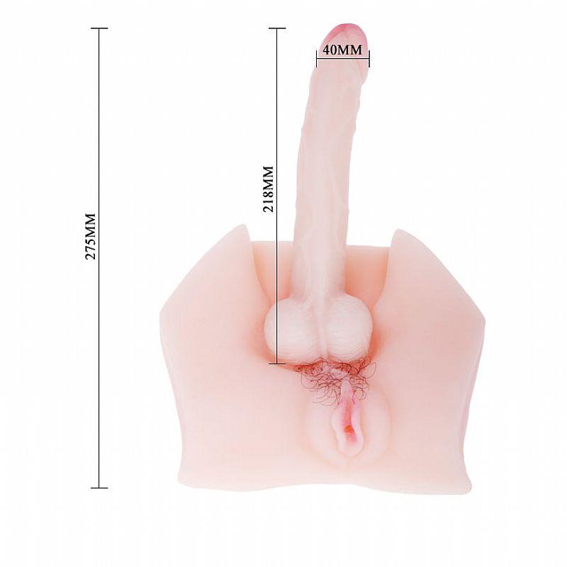 Pênis e Vagina em CyberSkin com Vibrador - 27,5 /cm Hermafrodita Male Cock  