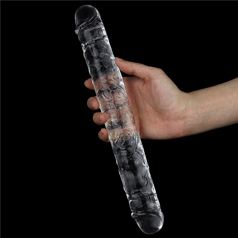 Pênis Realistico Duplo feito em Jelly Flawless Clear 30cm x 3,5cm